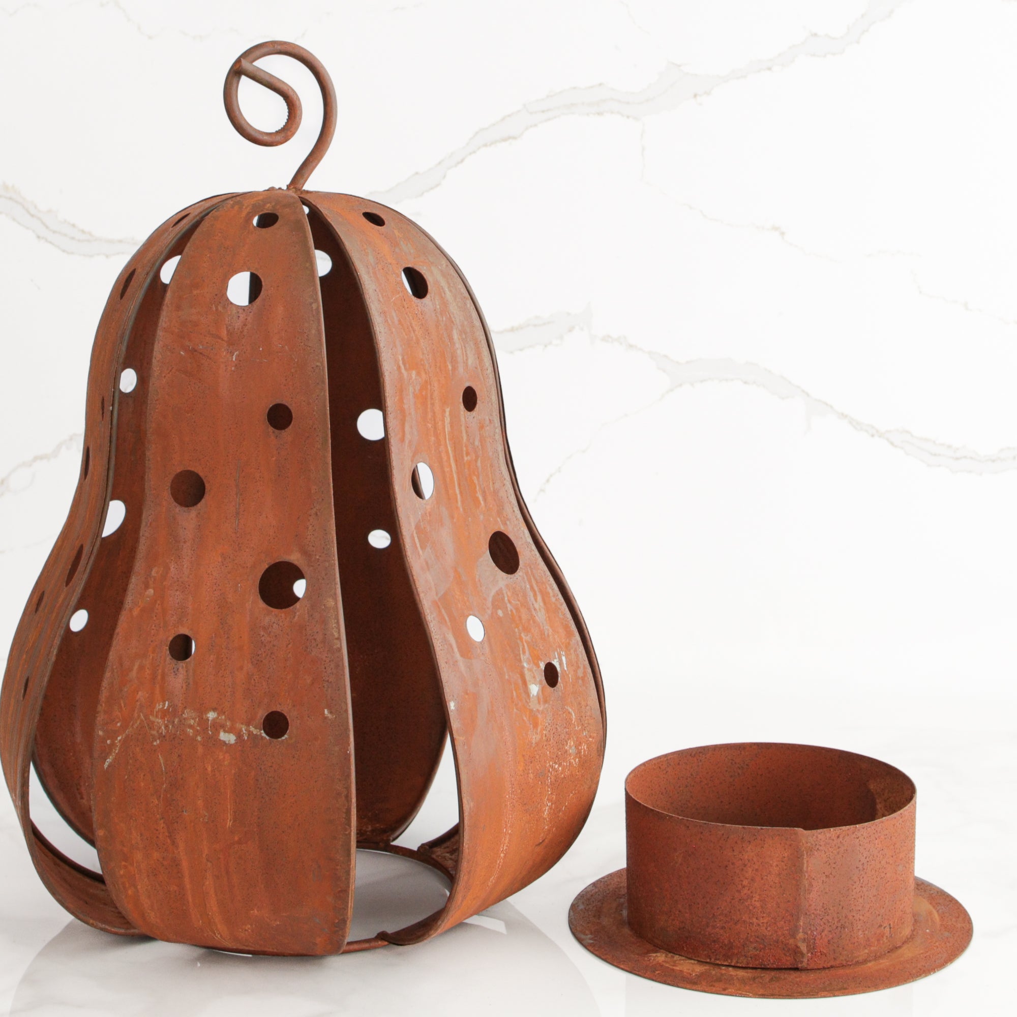 Tall Rustic Gourd Lantern, 14.5"