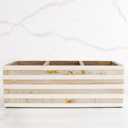 Beige Striped Resin 3 Section Caddy