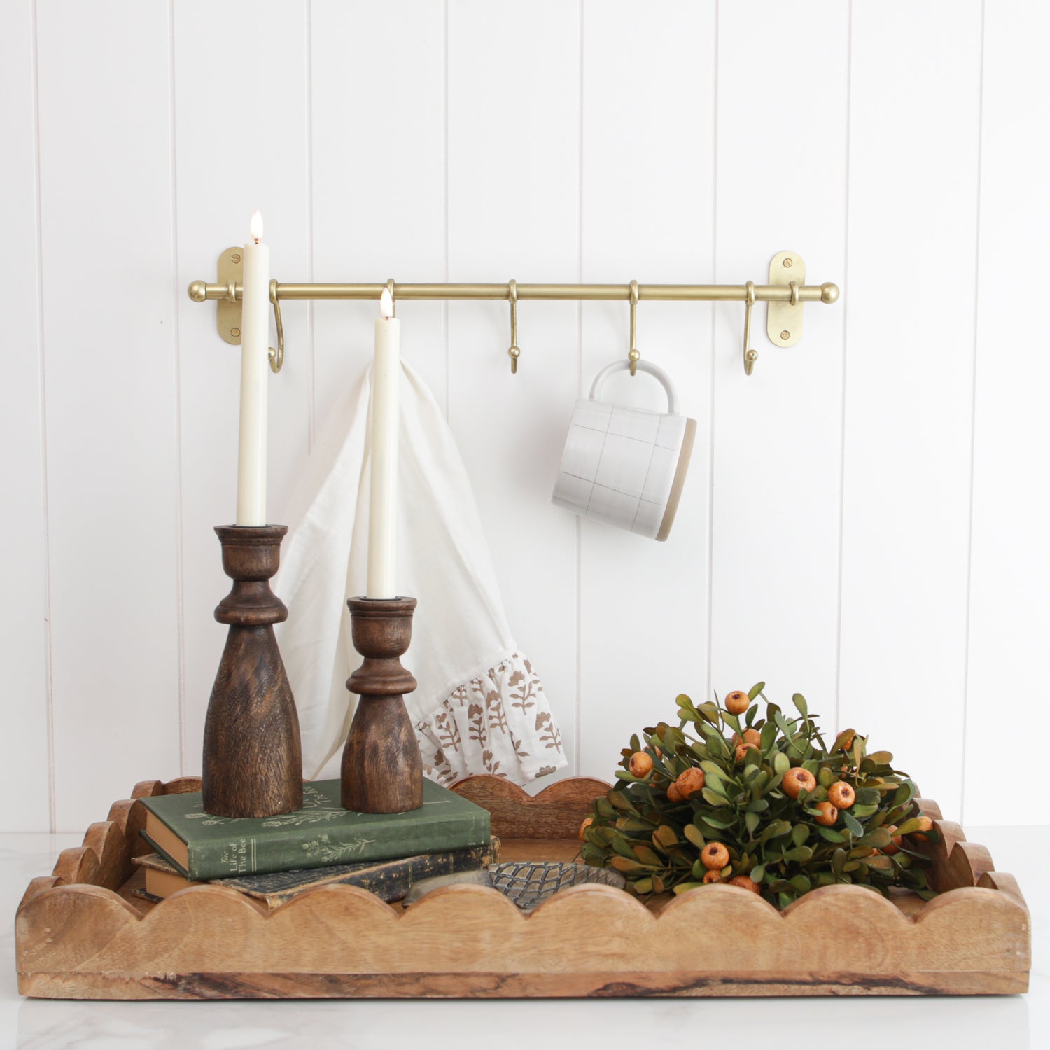 8" Dark Wood Taper Candle Holder