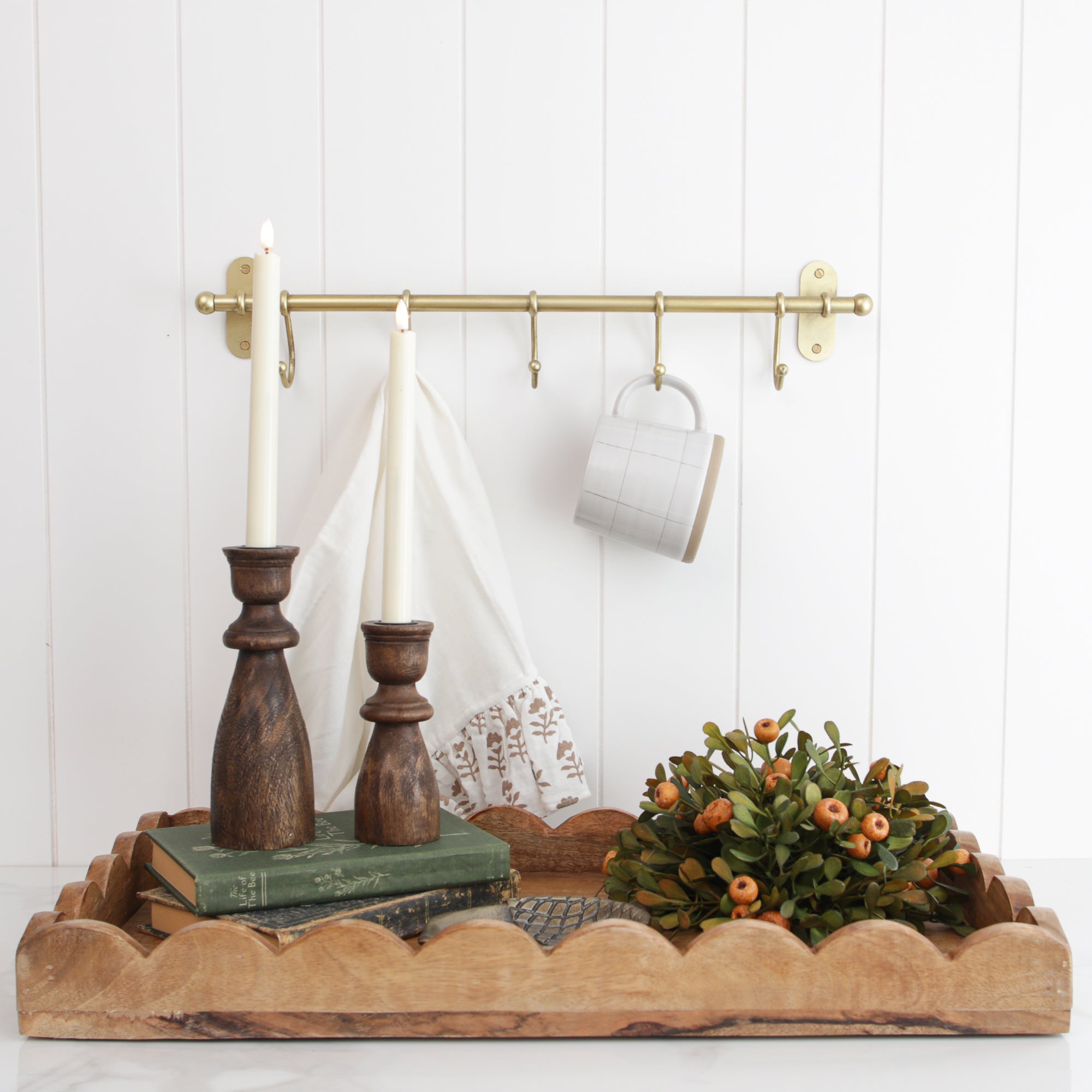 8" Dark Wood Taper Candle Holder