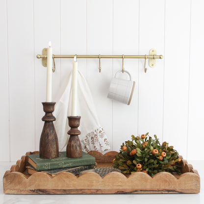 8" Dark Wood Taper Candle Holder