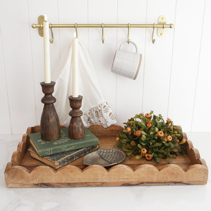 8" Dark Wood Taper Candle Holder