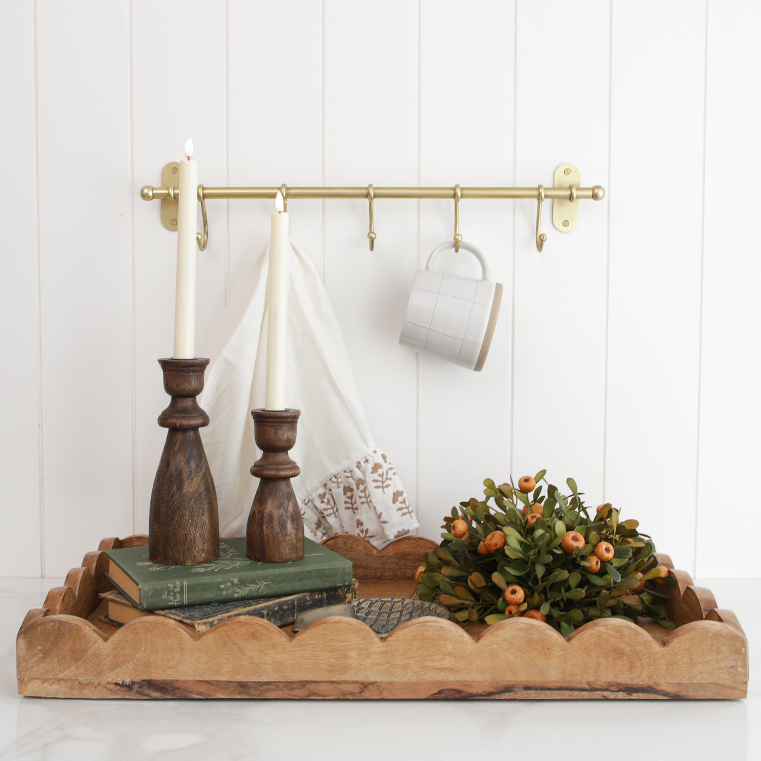 6" Dark Wood Taper Candle Holder