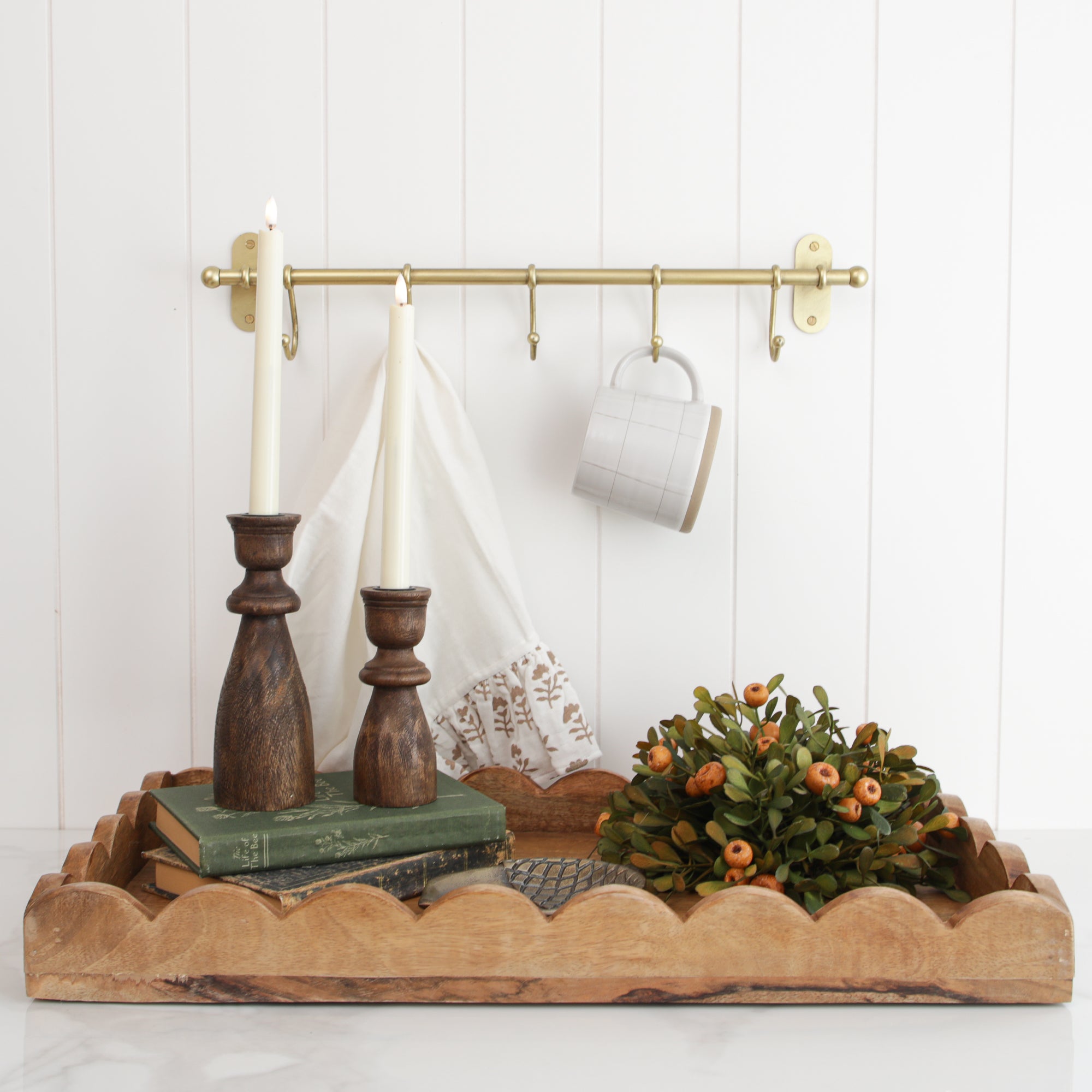 6" Dark Wood Taper Candle Holder