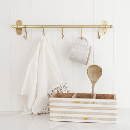 Beige Striped Resin 3 Section Caddy