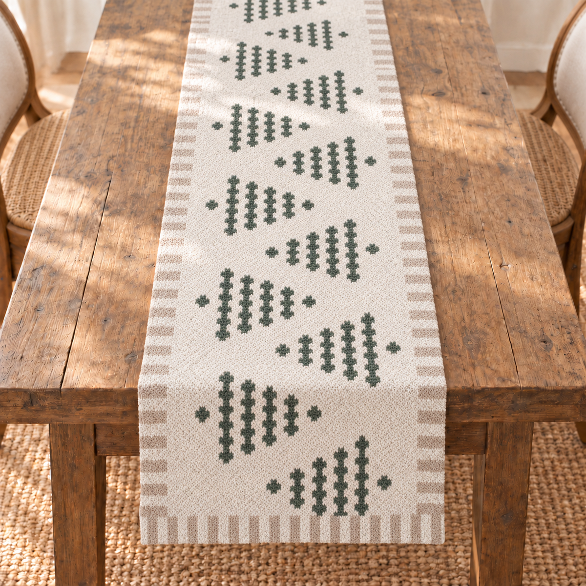 Cream Knit Tree Table Runner