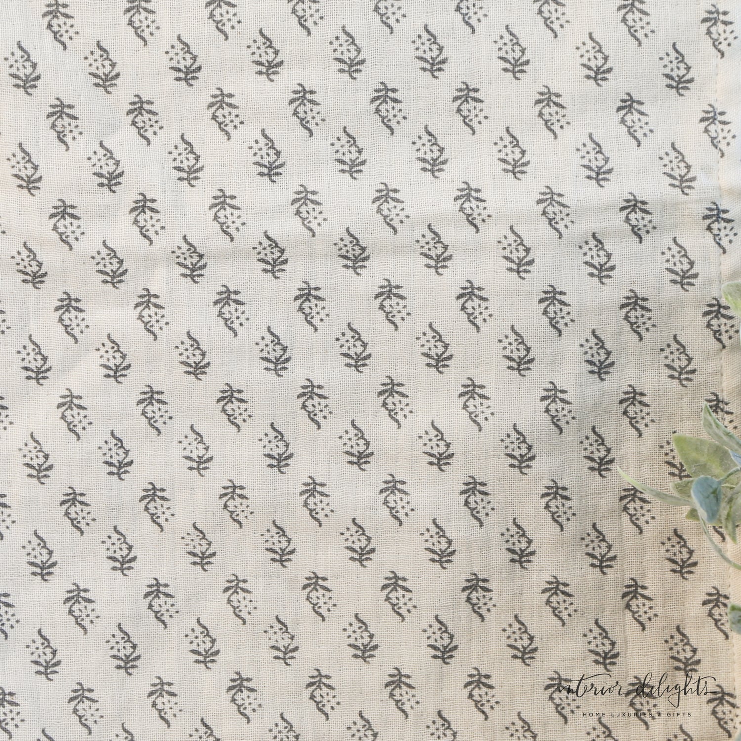 Block Print Runner-Ivory &amp; Gray - Interior Delights