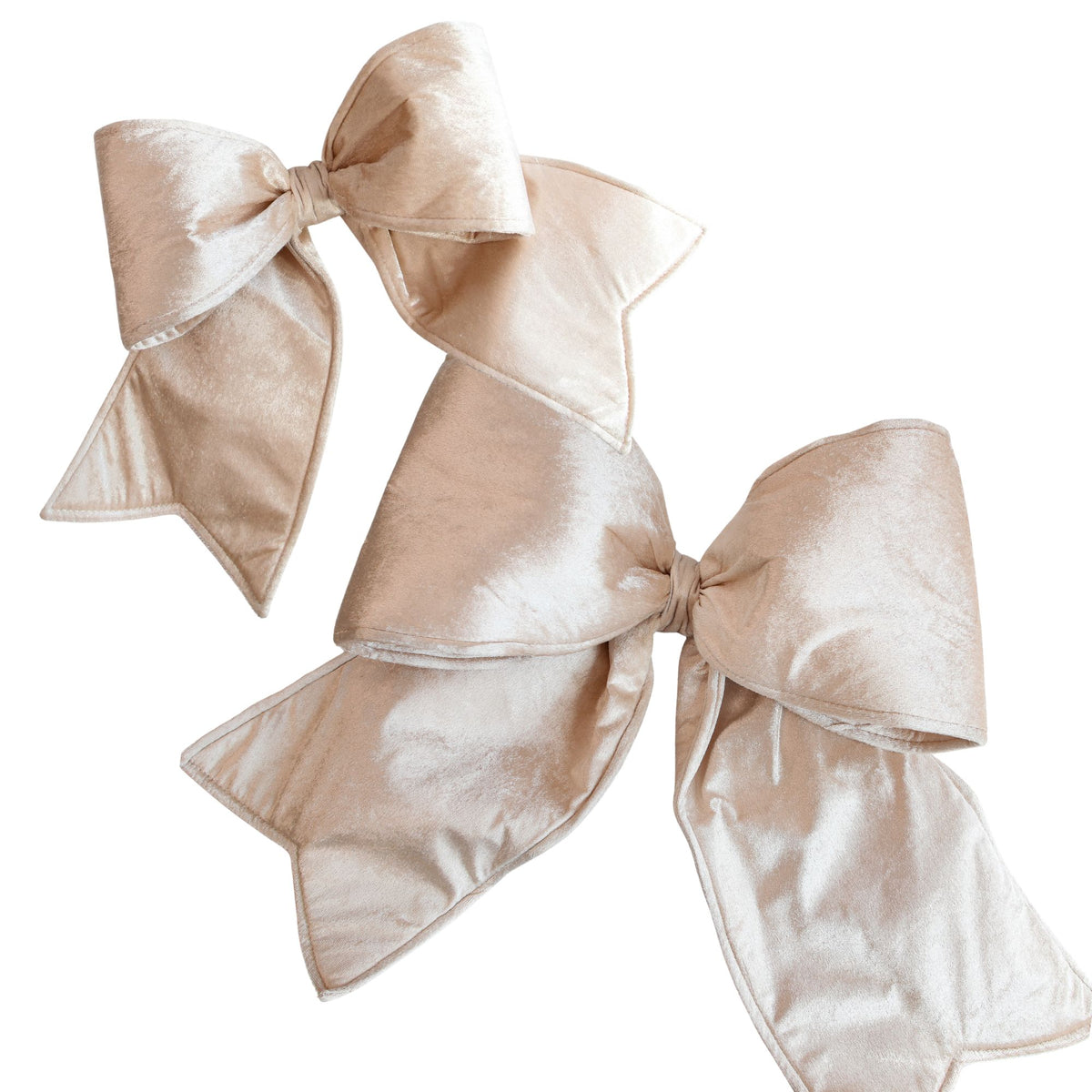 Champagne Outdoor Velvet Bows, Set of Small and Large