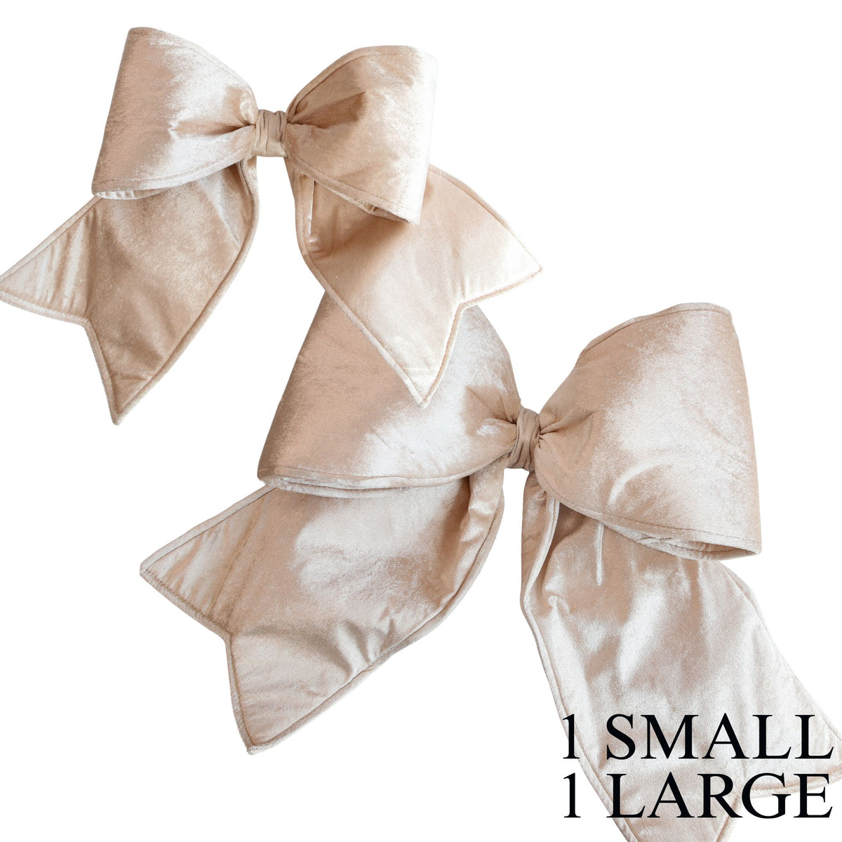 Champagne Outdoor Velvet Bows, Set of Small and Large