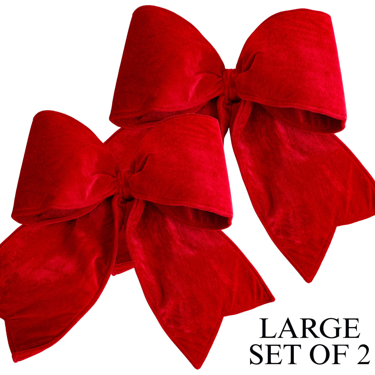 32" Large Red Outdoor Velvet Bow, Set of 2