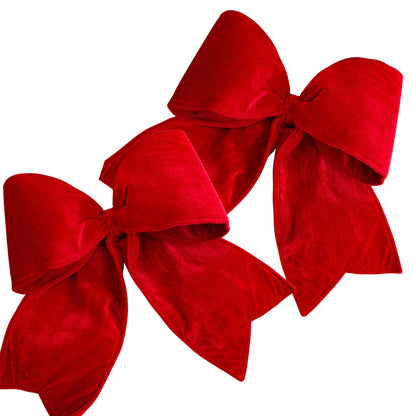 32" Large Red Outdoor Velvet Bow, Set of 2