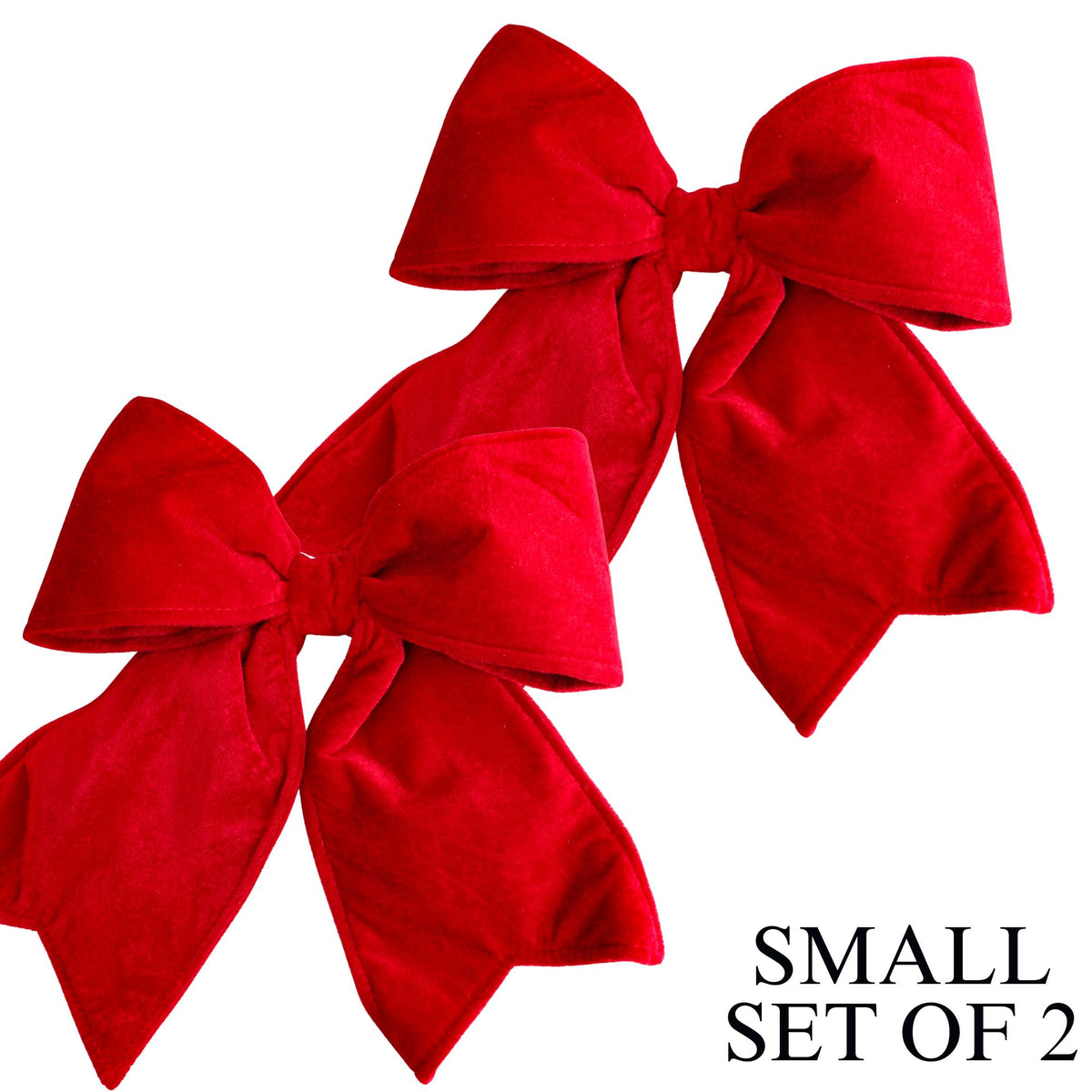 22"  Small Red Outdoor Velvet Bow, Set of 2