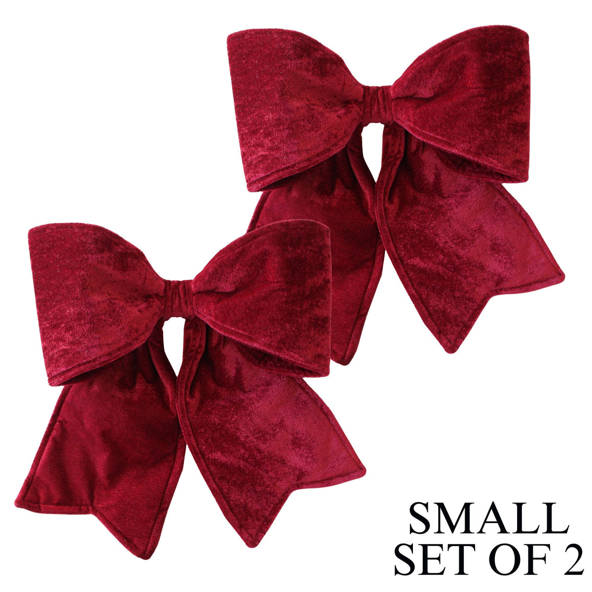 22" Small Cranberry Outdoor Velvet Bow, Set of 2