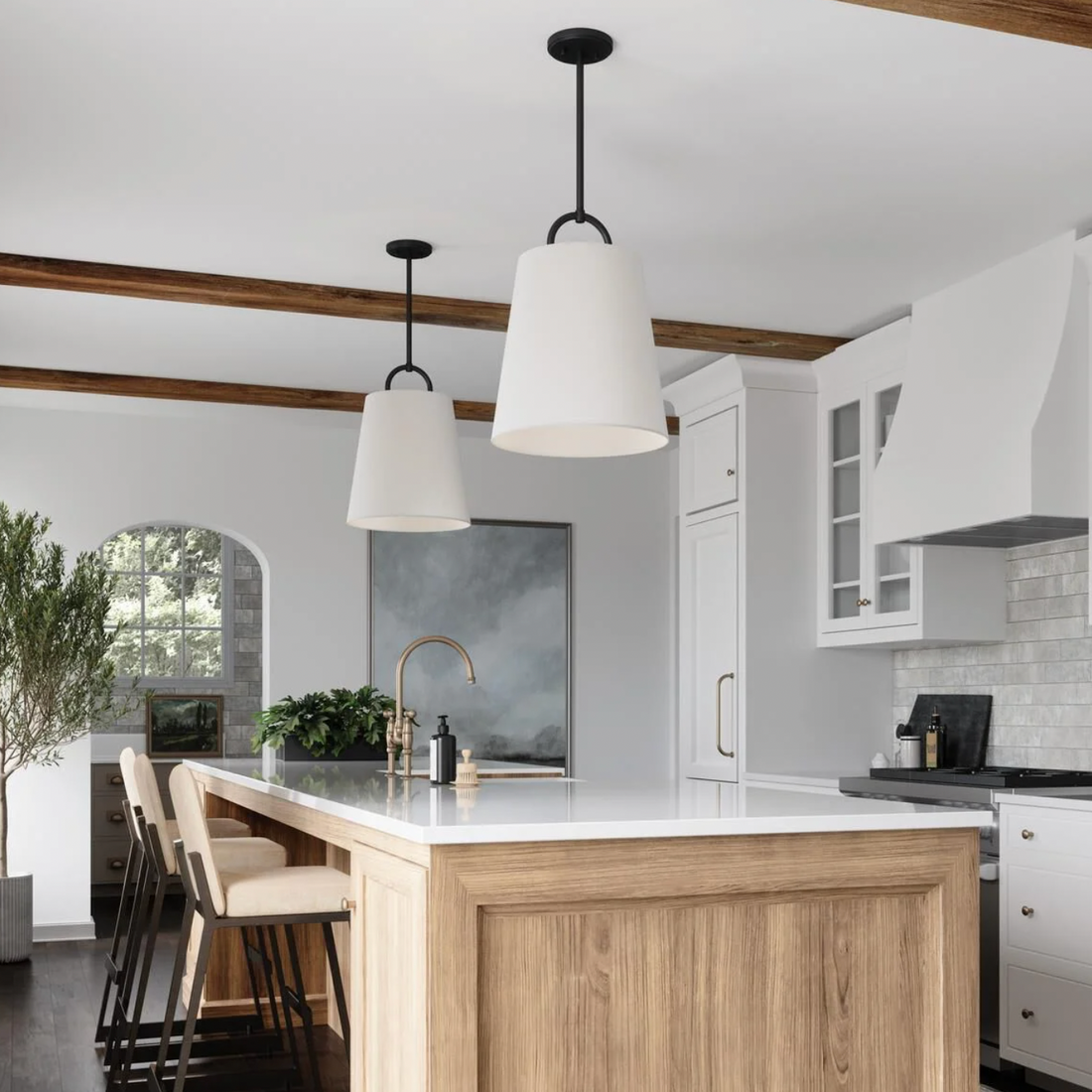 Brady - Matte Black Pendant White Shade