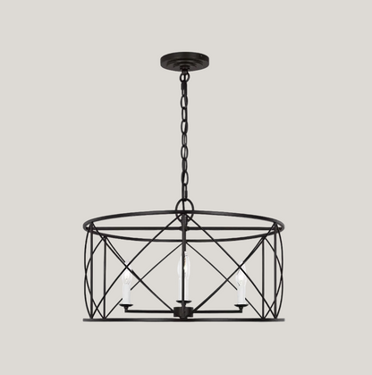 Stephanie - Aged Iron Drum Chandelier - Interior Delights