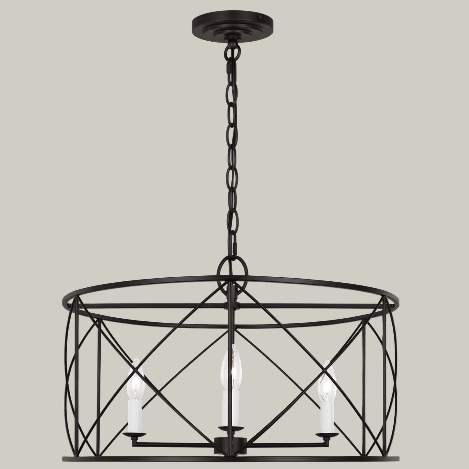 Stephanie - Aged Iron Drum Chandelier - Interior Delights