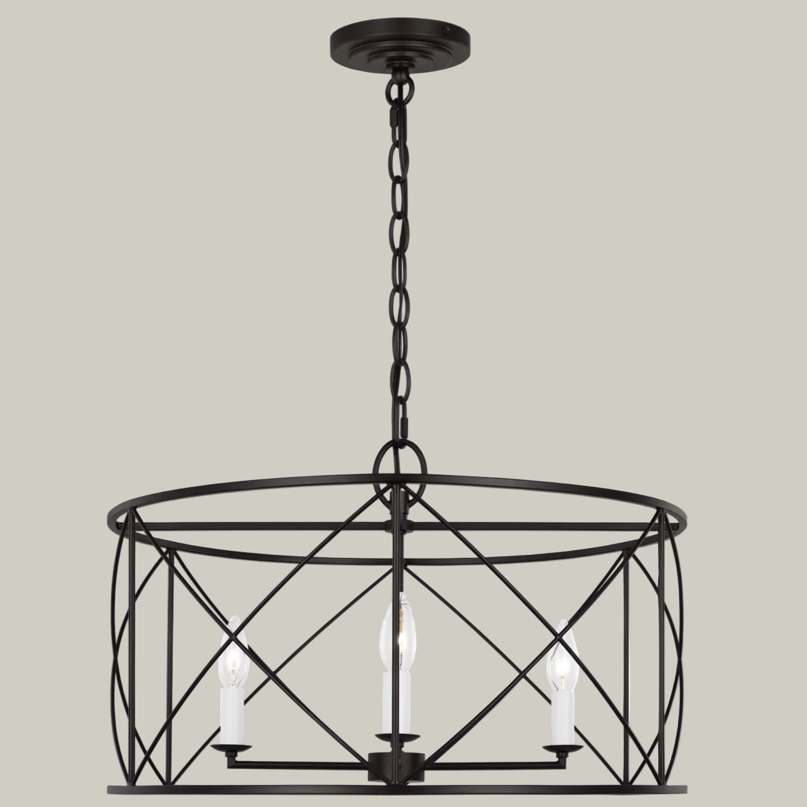 Stephanie - Aged Iron Drum Chandelier - Interior Delights
