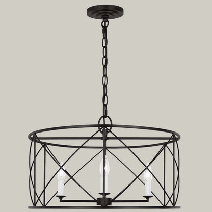 Stephanie - Aged Iron Drum Chandelier - Interior Delights