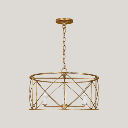 Stephanie - Aged Antique Gold - 4 Light Drum Chandelier - Interior Delights