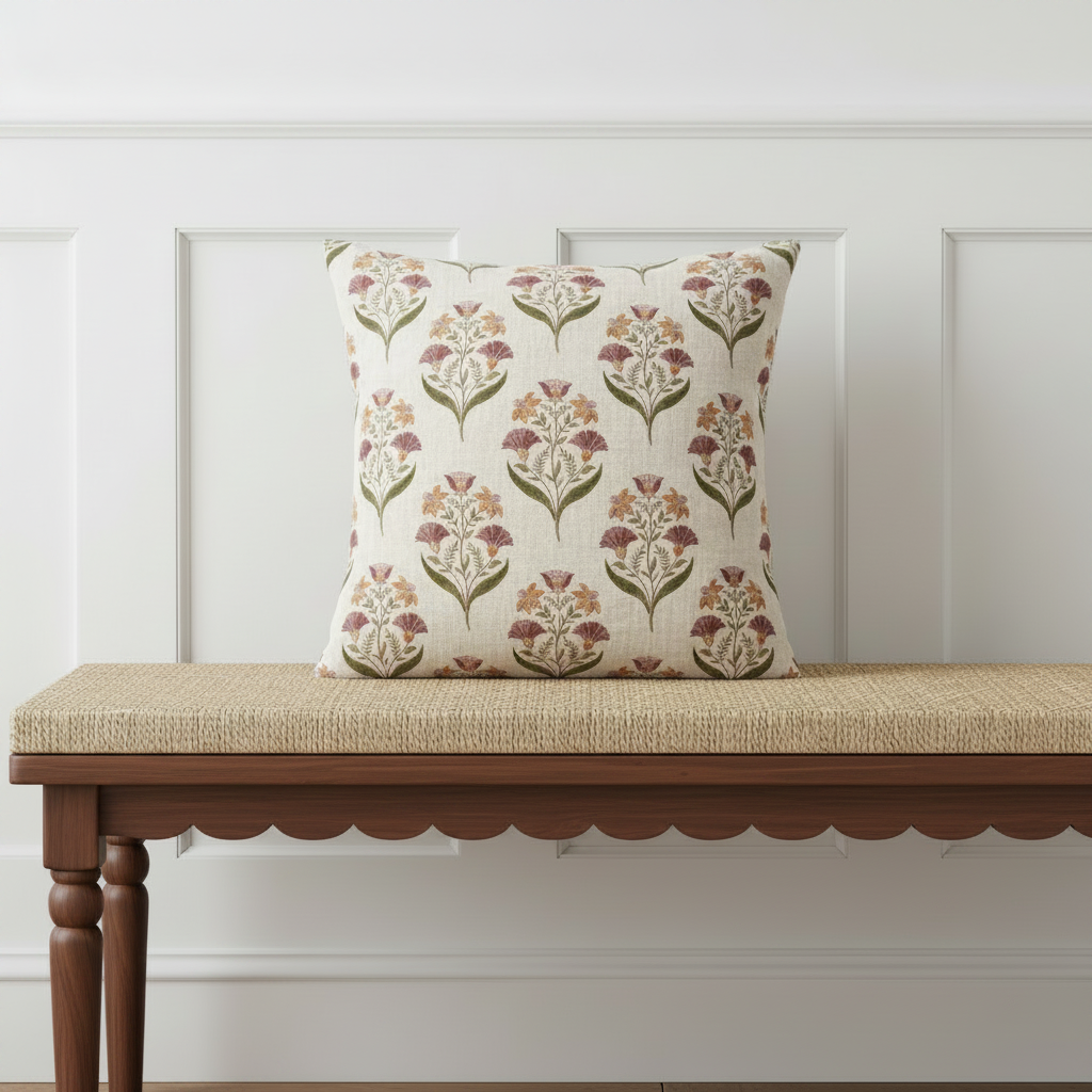 Set of 2 - Block Print 22" x 22" Decorative Throw Pillow - Interior Delights