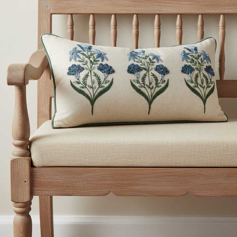 OOS ** Set of 2 - Belcourt lumbar 14x26 - Floral Accent Pillow - Interior Delights