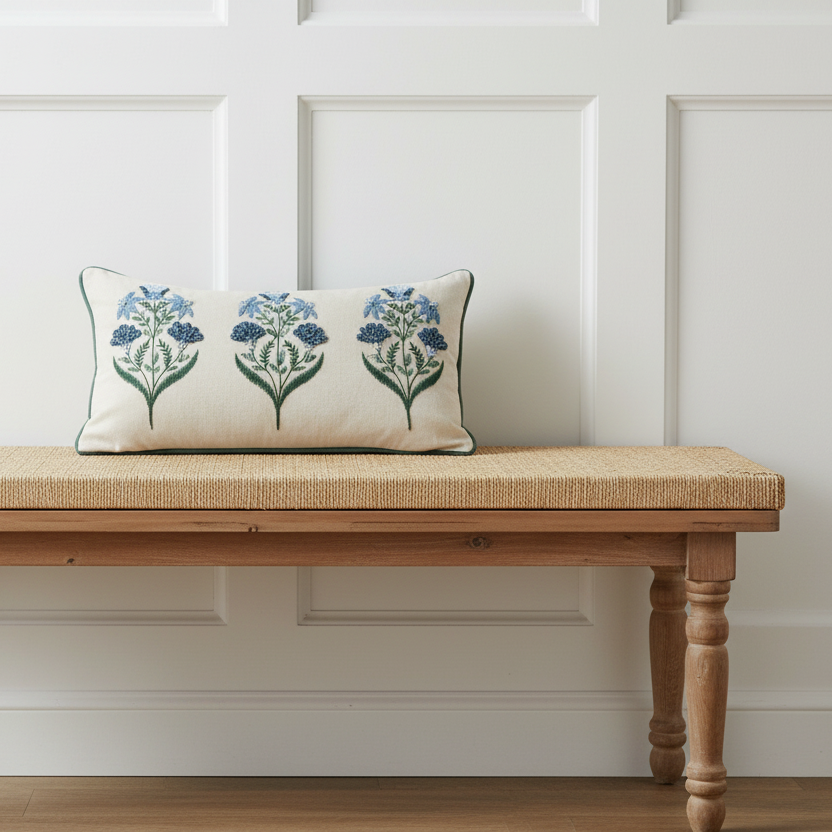 OOS ** Set of 2 - Belcourt lumbar 14x26 - Floral Accent Pillow - Interior Delights