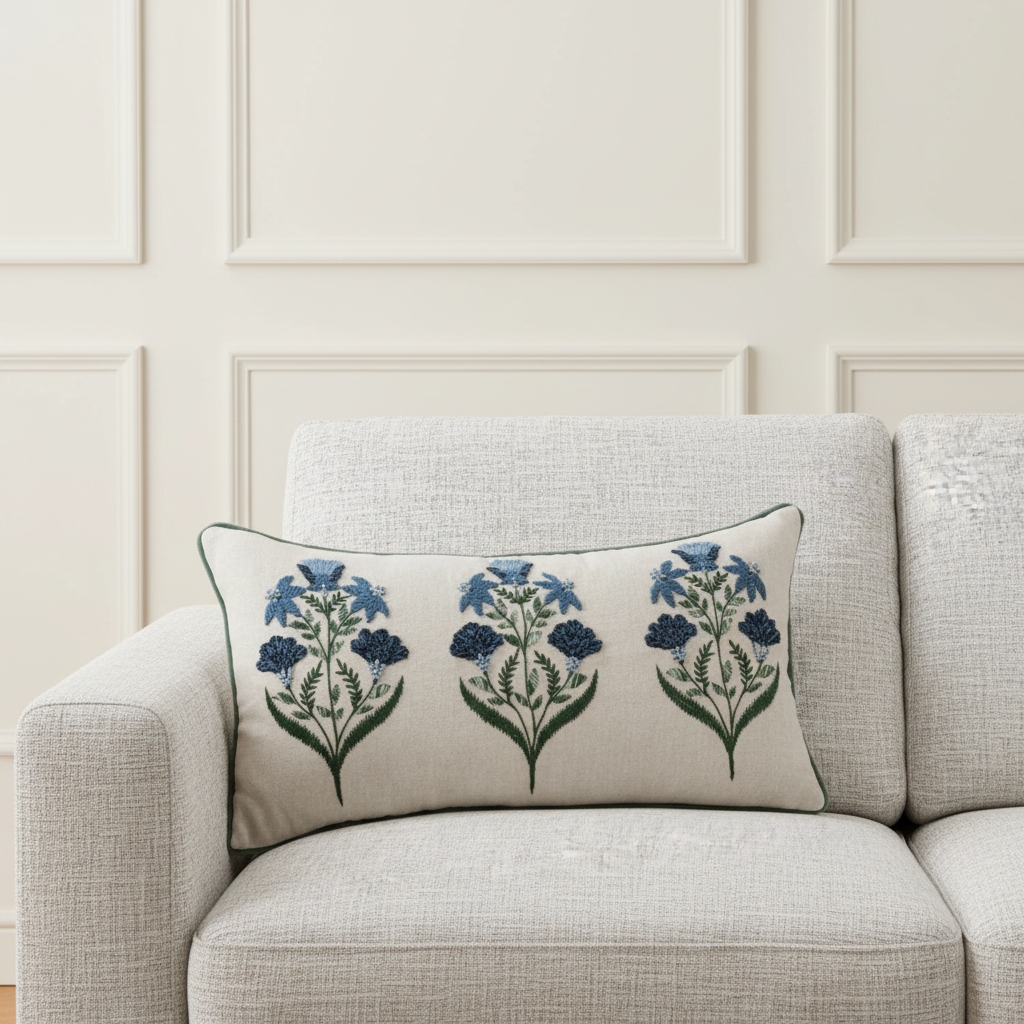 OOS ** Set of 2 - Belcourt lumbar 14x26 - Floral Accent Pillow - Interior Delights