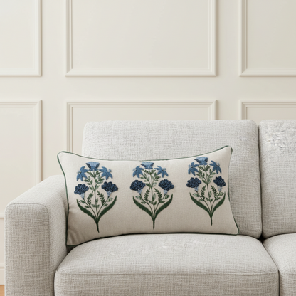 OOS ** Set of 2 - Belcourt lumbar 14x26 - Floral Accent Pillow - Interior Delights