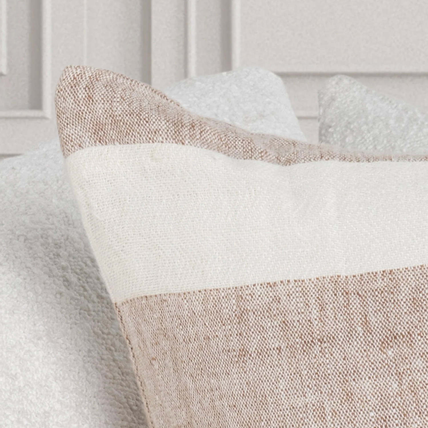Set of 2 - Eleanor 22" x 22" - Natural/Ivory Accent PiIllow - Interior Delights