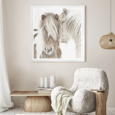 Softened white washed photograph of Icelandic Ponies from the Iceland Beauties collection, perfect for adding a relaxed vibe to any space.