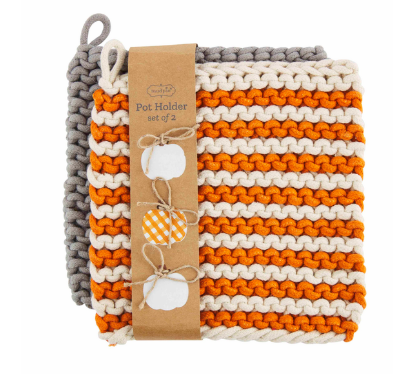 Crochet Pot Holder Sets- Orange or Taupe