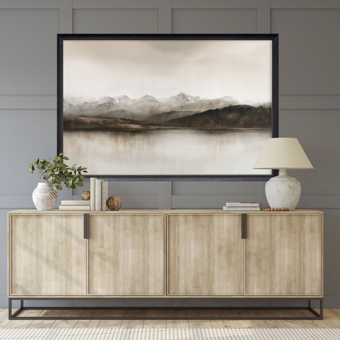 40 x 60 Stillwater Mountain Landscape Framed Wall Art