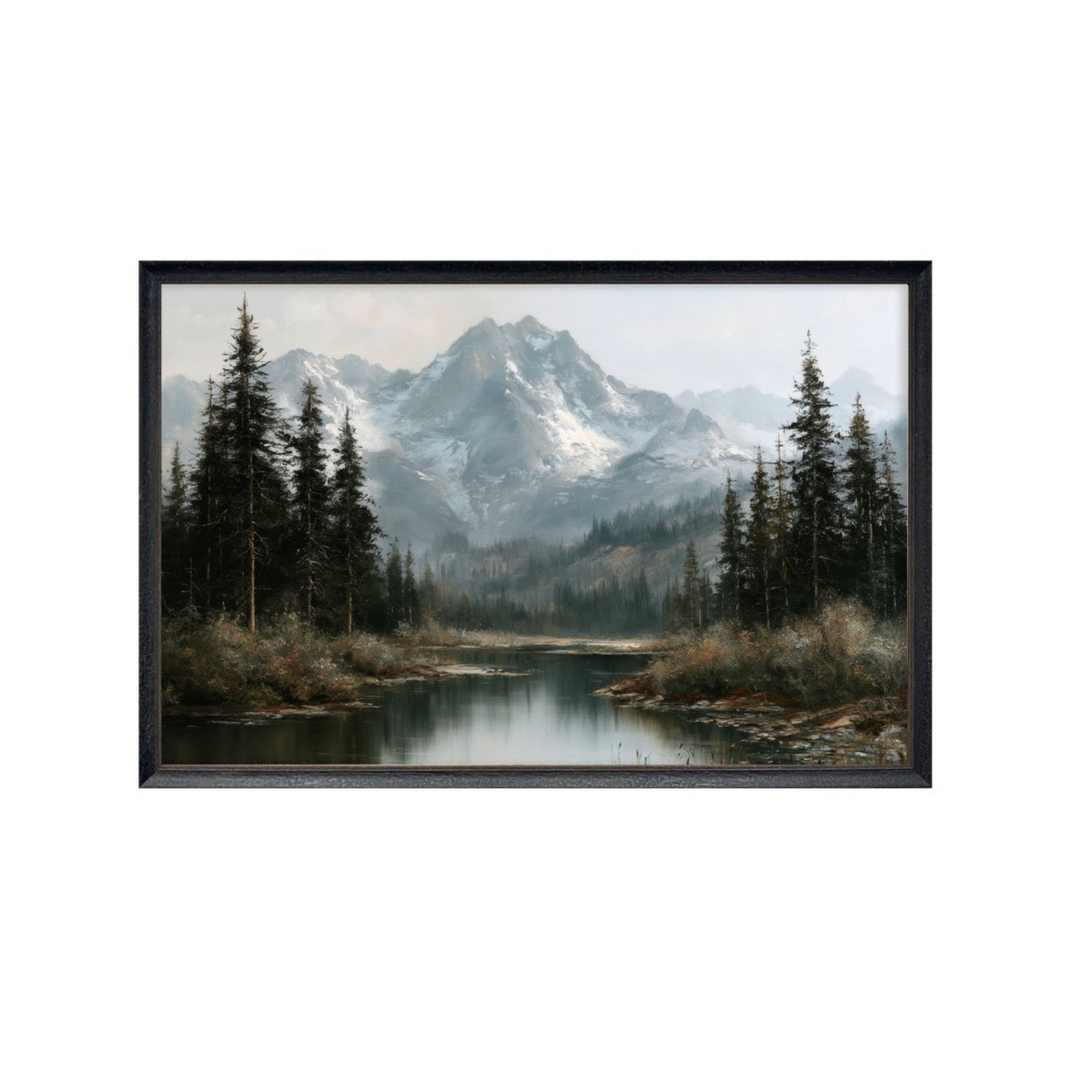 40 x 60 Evergreen Mountain Landscape Framed Wall Art
