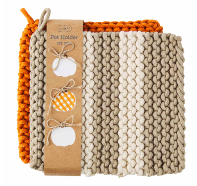 Crochet Pot Holder Sets- Orange or Taupe