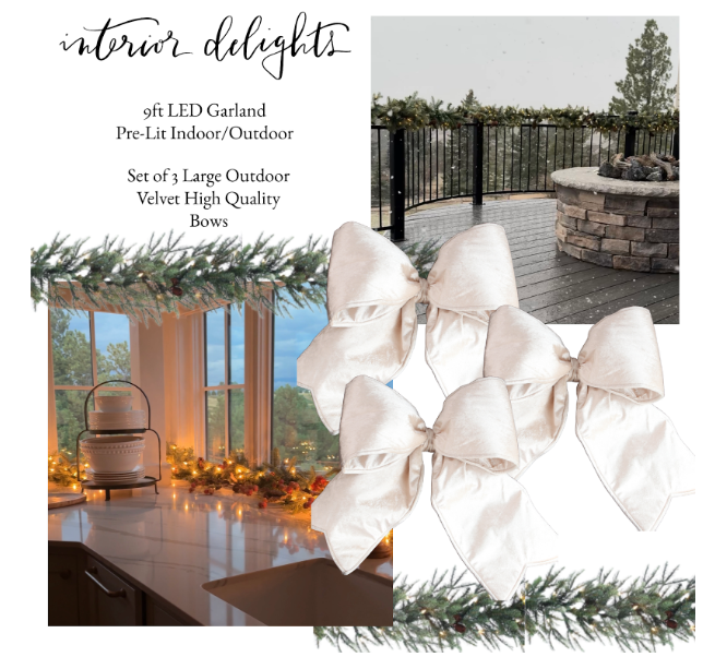 Pre-Lit Garland &amp; Outdoor Bow Bundle