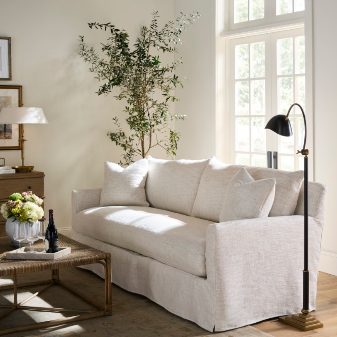 89" Lilah Bench Slipcovered Sofa