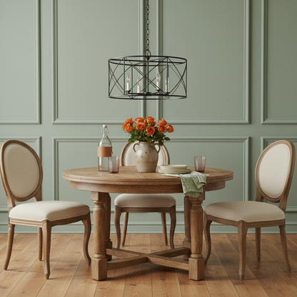 Stephanie - Aged Iron 4-Light Large Drum Chandelier - Interior Delights