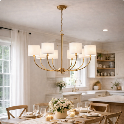 Linda - Burnished Brass 6 Shade Chandelier - Interior Delights