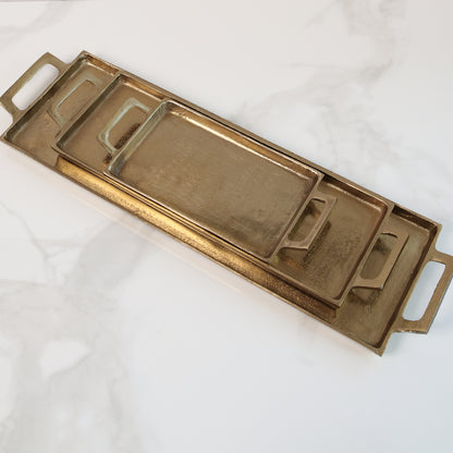 Gold Rectangular Trays- Set of 3