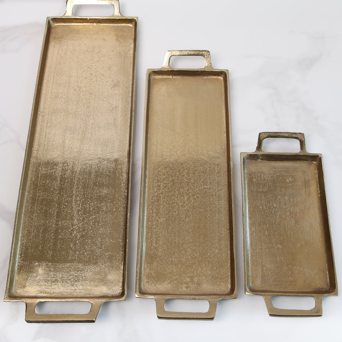 Gold Rectangular Trays- Set of 3