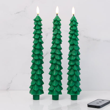Arrangement:  Set of 3 Black Lanterns + Set of 3 Green Tree Tapers + 3 Snowy Boxwood Candle Ring
