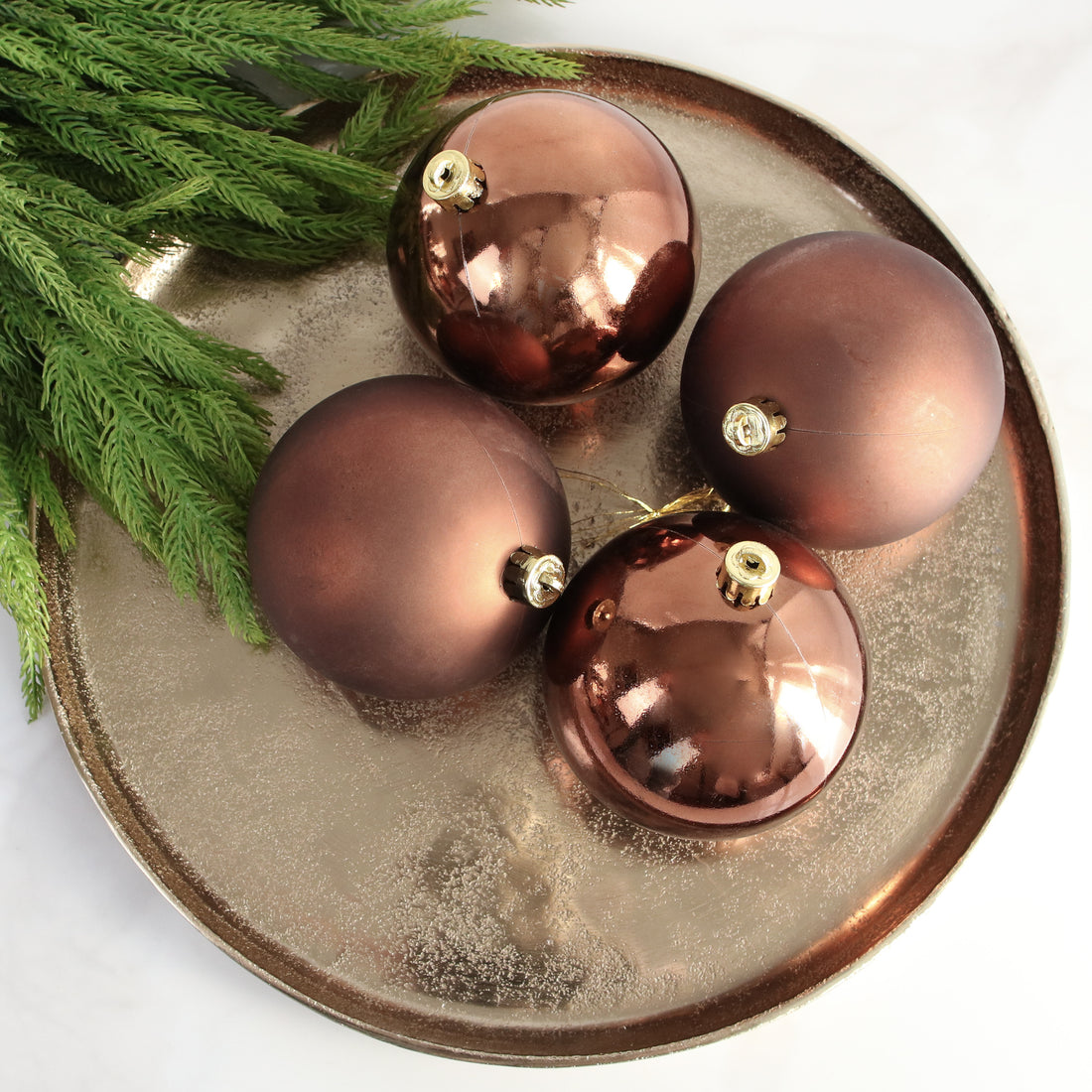 4&quot; Espresso Shatterproof Ornaments Set of 4