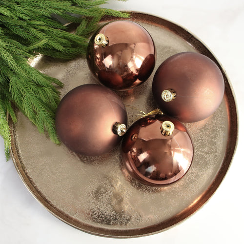 VOLUME BUY 4" Espresso Shatterproof Ornaments Set of 24