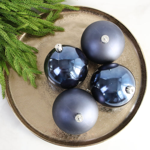 4" Night Blue Shatterproof Ornaments Set of 4 - Interior Delights