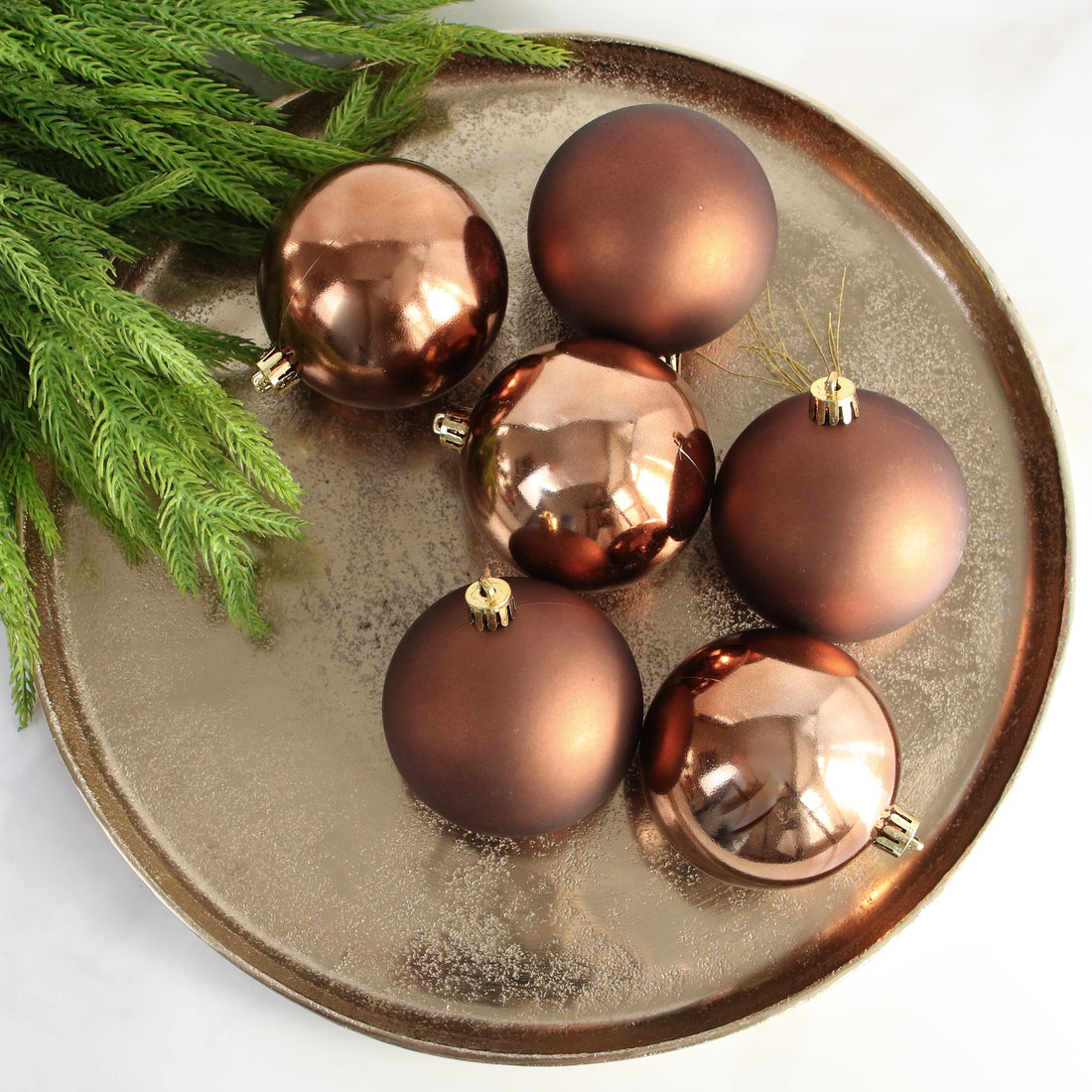 3&quot; Espresso Shatterproof Ornaments Set of 6