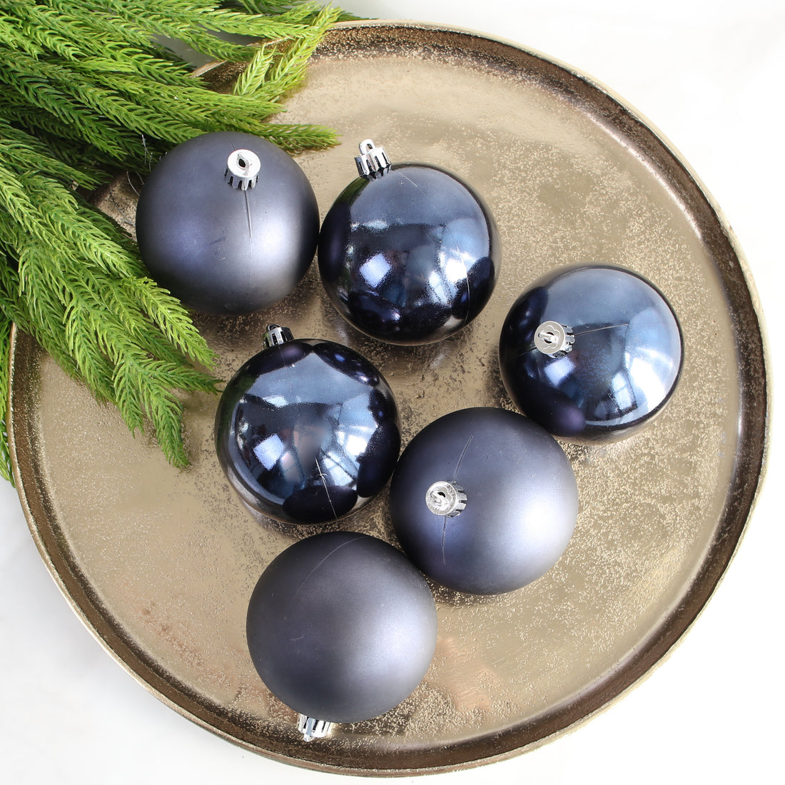 3&quot; Night Blue Shatterproof Ornaments Set of 6