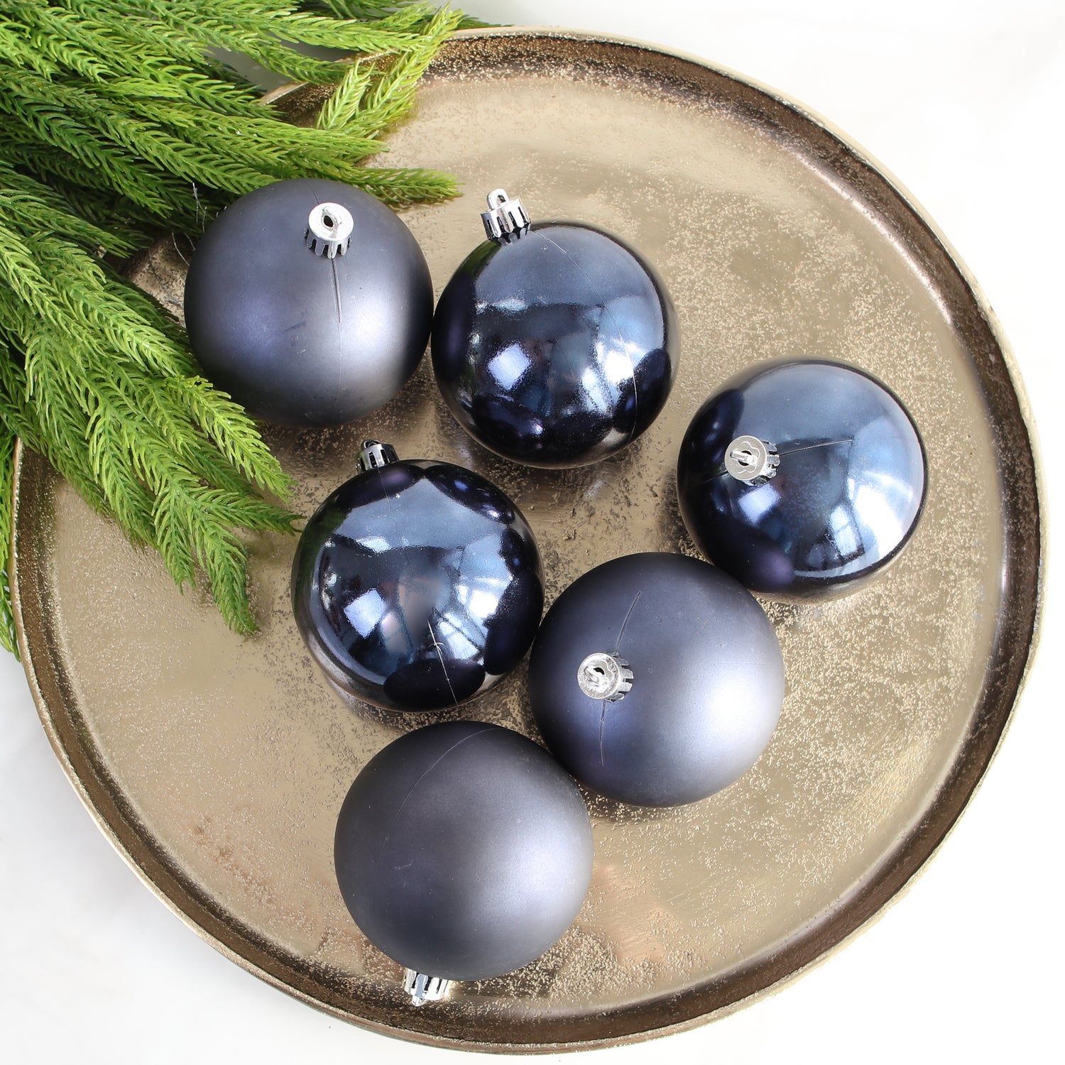 3&quot; Night Blue Shatterproof Ornaments Set of 6