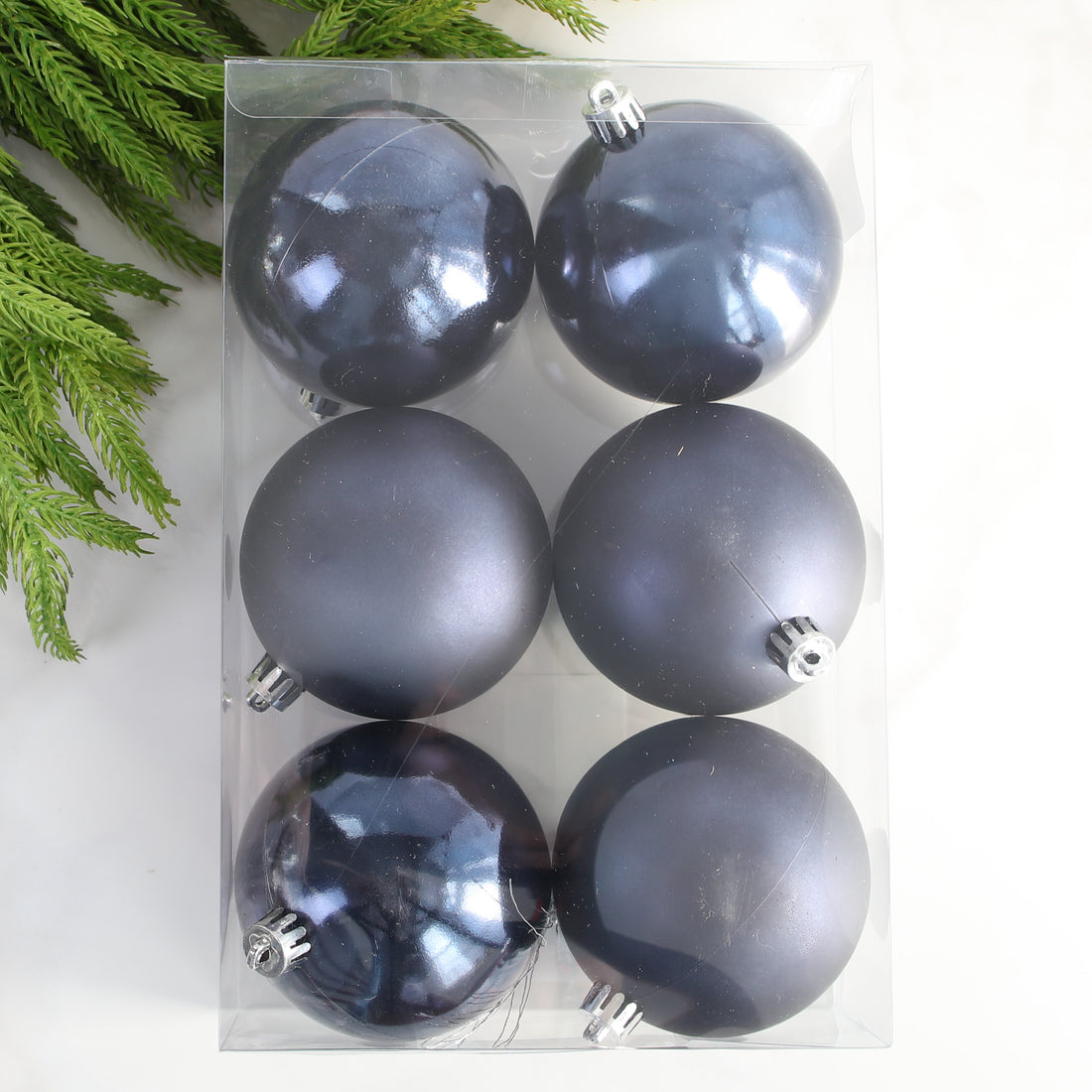 3&quot; Night Blue Shatterproof Ornaments Set of 6