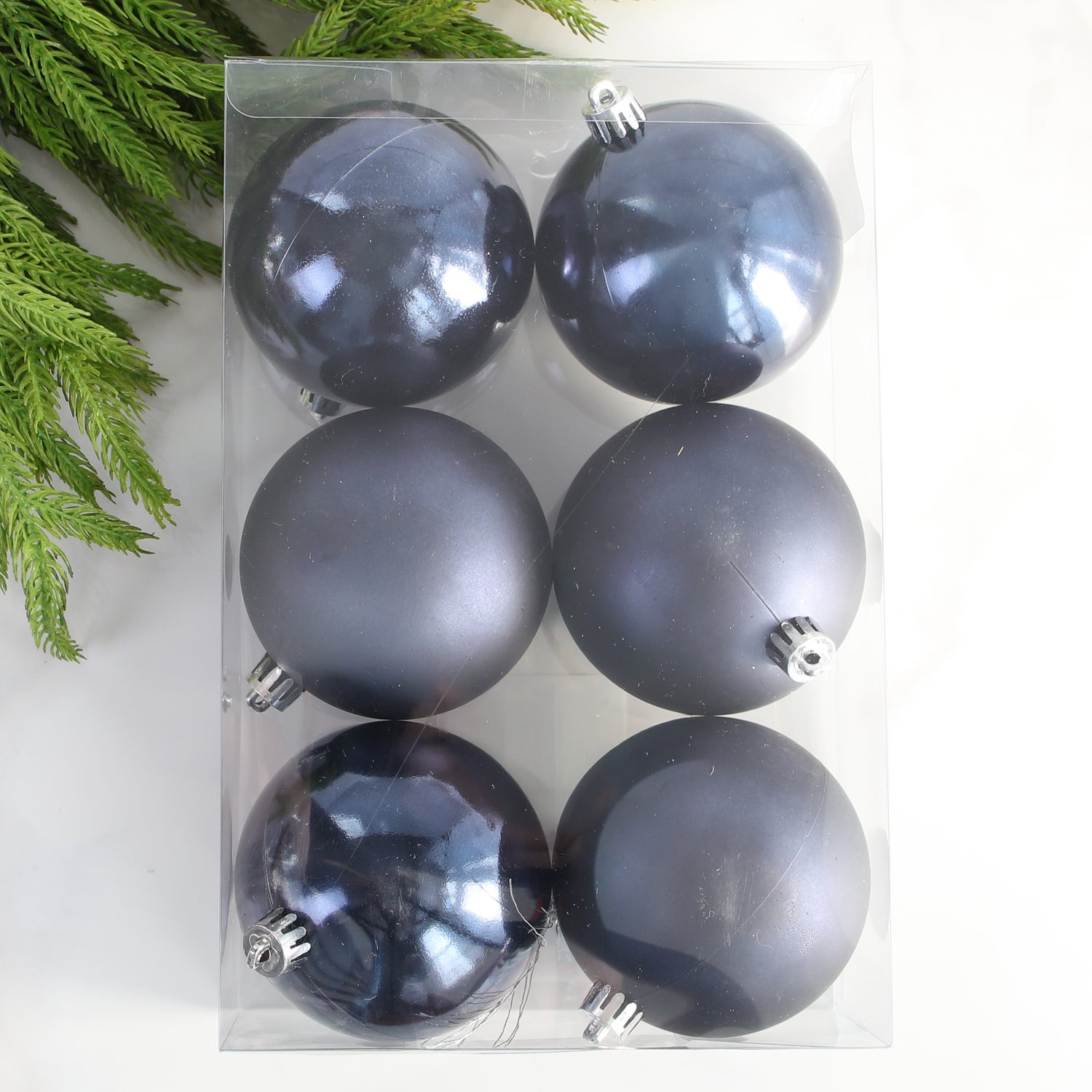 3&quot; Night Blue Shatterproof Ornaments Set of 6
