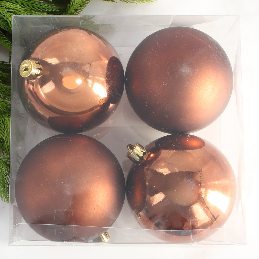 4&quot; Espresso Shatterproof Ornaments Set of 4